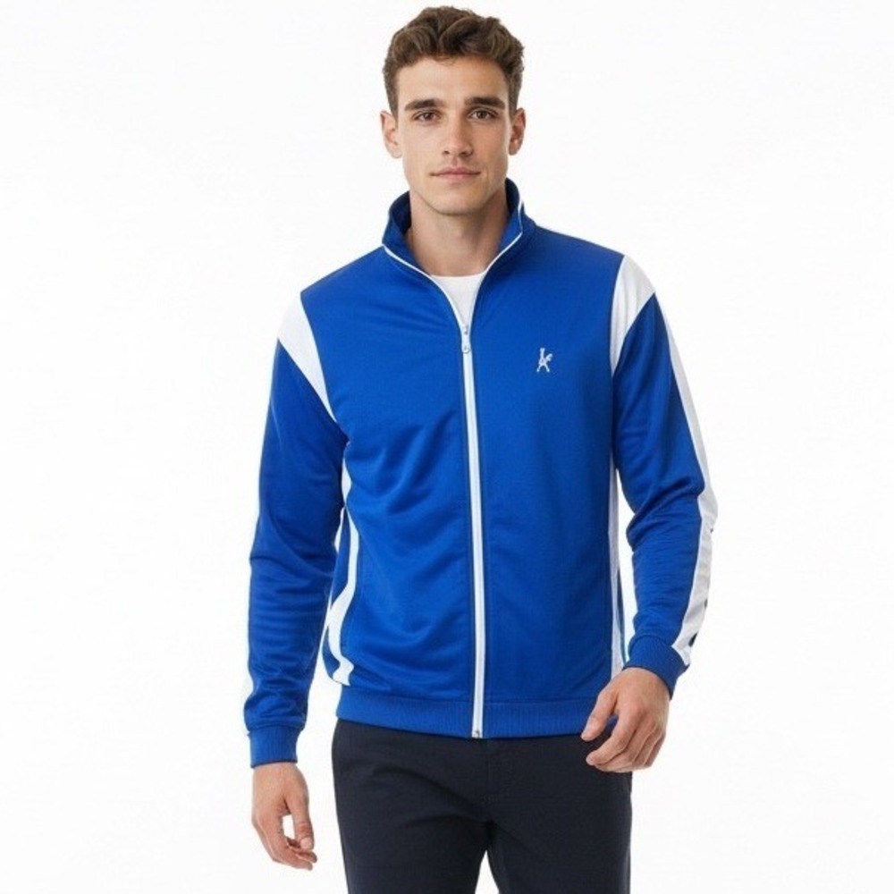 Balle de Match Mens Track Jacket Blue White Full Zip Tennis Warm‎ Up Size M